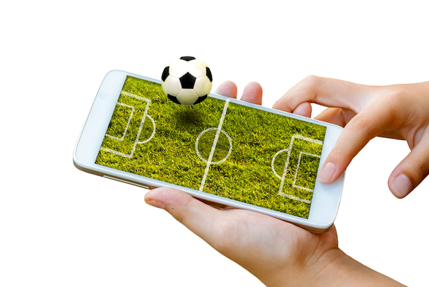 Fußball auf einem Smartphone